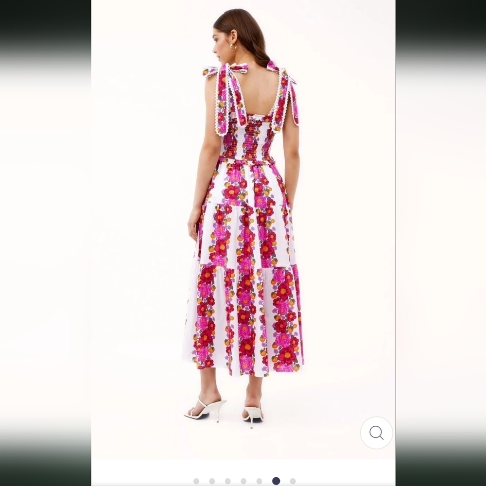 Beyond by Vera Maxi Pink Floral Dress Mia Villa Rose Small 100% Cotton - Picture 2 of 10